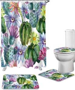 Cactus Flowers Design Shower Curtains Decorative