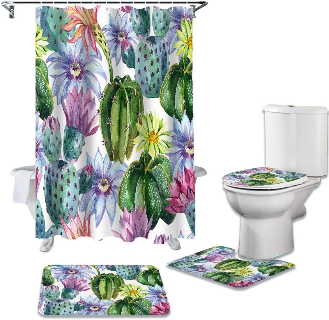 Cactus Flowers Design Shower Curtains Decorative