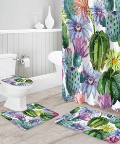 Cactus Flowers Design Shower Curtains Decorative