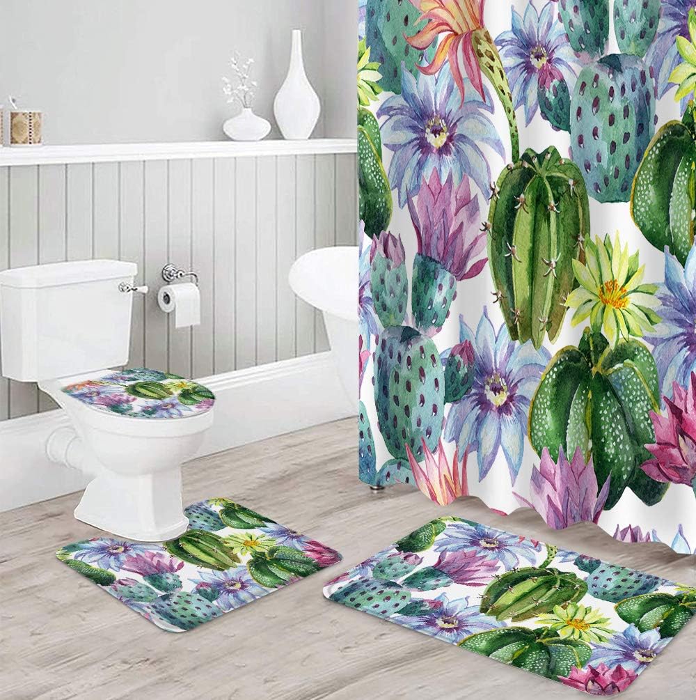 Cactus Flowers Design Shower Curtains Decorative