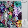 Cactus Flowers Rustic Board Shower Curtain For Boho Bathroom Decor