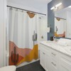 Cactus Geometric Boho Shower Curtain, Modern Bathroom Fabric Decor