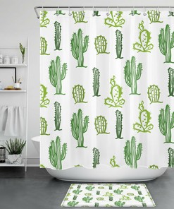 Cactus Hipster Geometric Shower Curtain - Modern And Trendy Bathroom Decor
