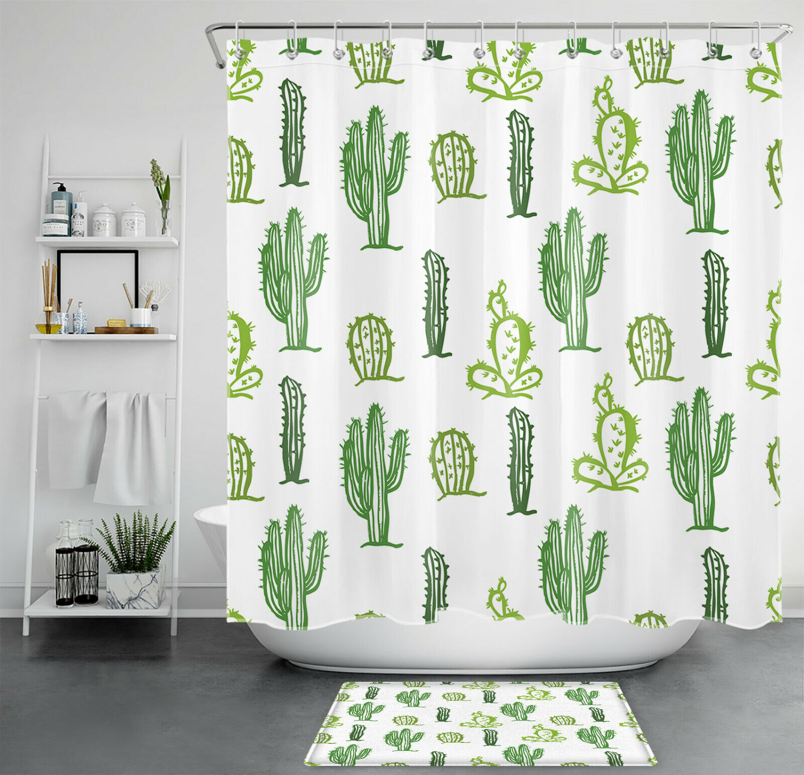 Cactus Hipster Geometric Shower Curtain - Modern And Trendy Bathroom Decor