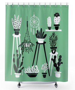 Cactus Illustration Bath Curtain: Give Your Bathroom A Desert Chic Makeover