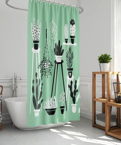 Cactus Illustration Bath Curtain: Give Your Bathroom A Desert Chic Makeover