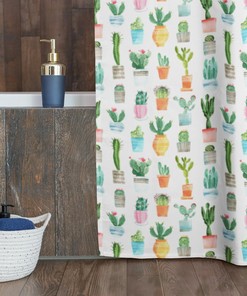 Cactus Print Shower Curtain / Boho Bathroom Decor / Baby Shower Backdrop / Cactus Bathroom / Bath Curtain
