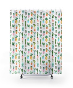 Cactus Print Shower Curtain / Boho Bathroom Decor / Baby Shower Backdrop / Cactus Bathroom / Bath Curtain