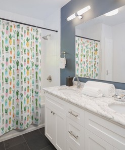 Cactus Print Shower Curtain / Boho Bathroom Decor / Baby Shower Backdrop / Cactus Bathroom / Bath Curtain