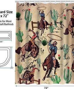 Cactus Shower Curtain Sketchy Drawn Print of Desert Plants with Mexican Travellers Image Hat Decoration