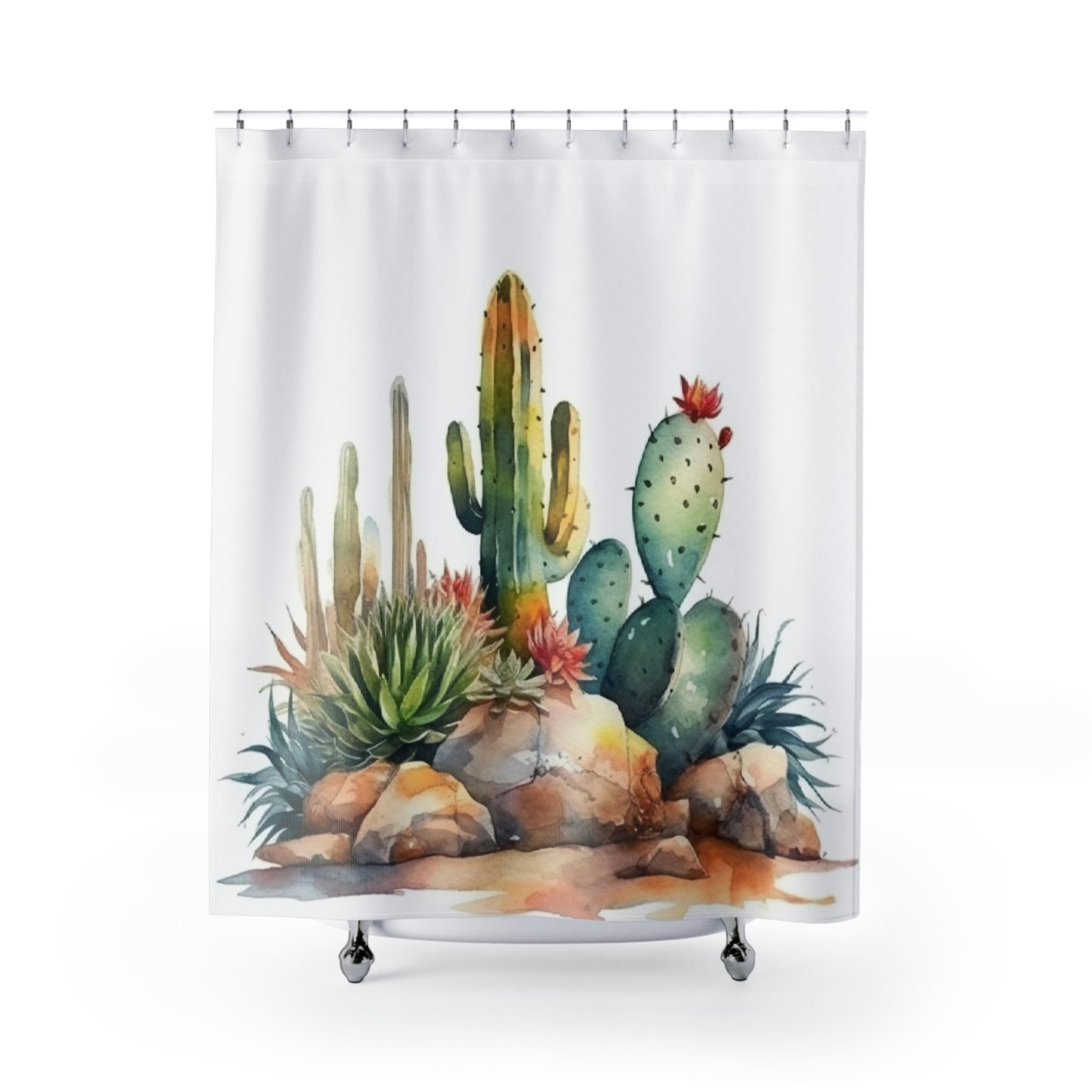 Cactus Shower Curtain - This watercolor cactus shower curtain is perfect for any desert lover's bathroom.