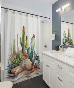 Cactus Shower Curtain - This watercolor cactus shower curtain is perfect for any desert lover's bathroom.