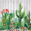 Cactus Shower Curtain - Tropical Succulent Plants Floral Desert Wooden Bathroom Decor