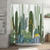 Cactus Shower Curtain Wild Succulent Forest Flowers Decor, Green Bathtub Decorative Fabric Waterproof Curtain 