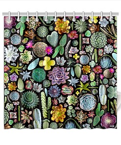 Cactus Shower Curtain for a Natural and Botanical Bathroom Design