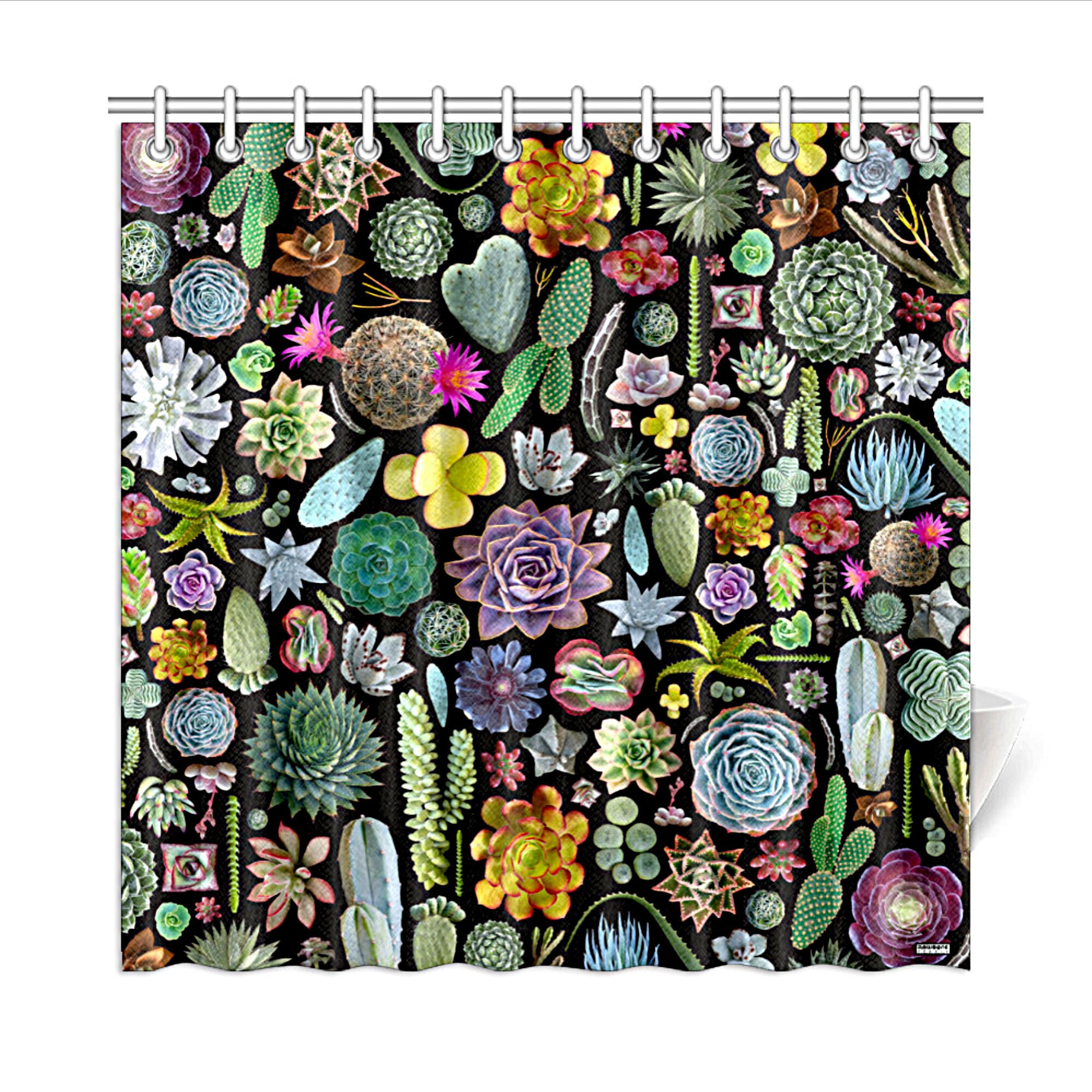 Cactus Shower Curtain for a Natural and Botanical Bathroom Design