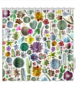 Cactus Shower Curtain for a Natural and Botanical Bathroom Design