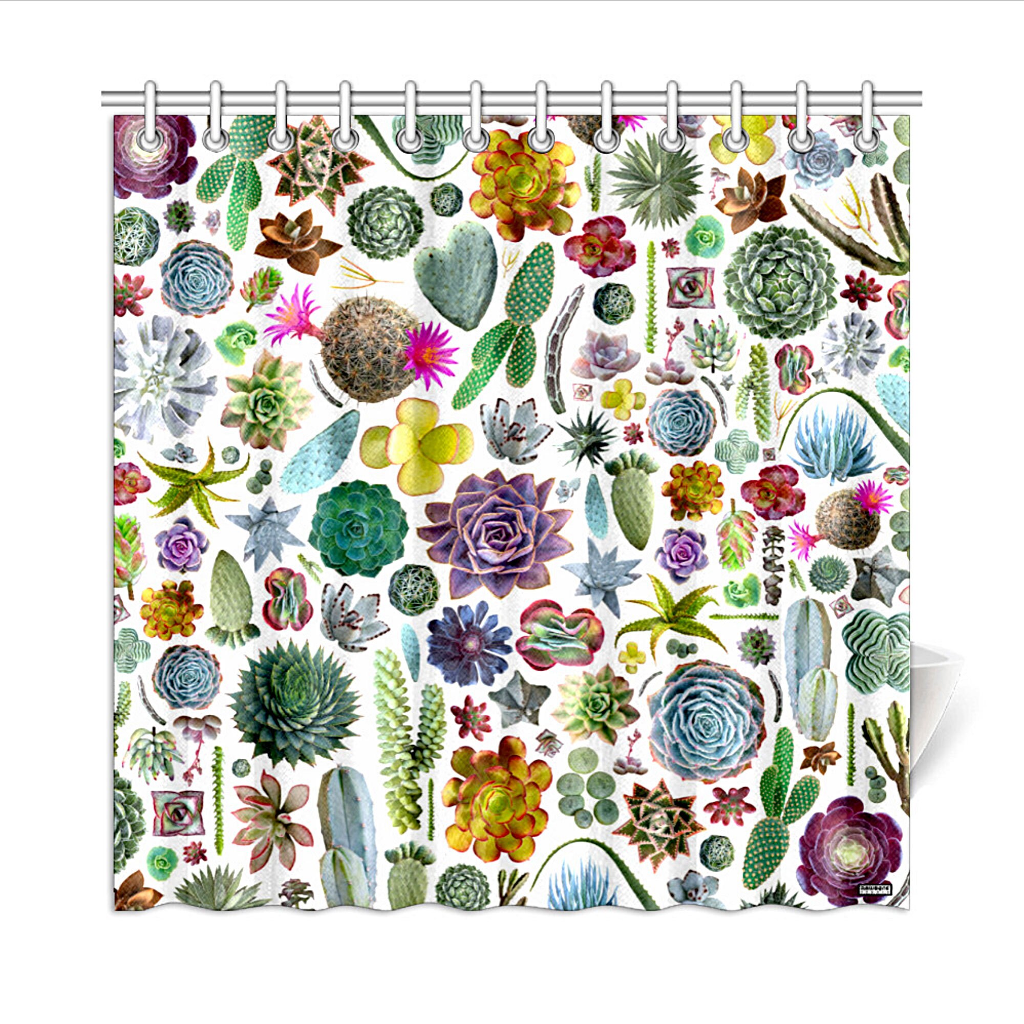 Cactus Shower Curtain for a Natural and Botanical Bathroom Design