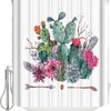 Cactus Water Resistant Linen Fabric Shower Curtain, Modern Bathroom Decor with Desert Plant Print