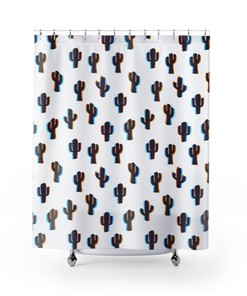 Cactus and Desert Print Trippy Shower Curtain for Bathroom
