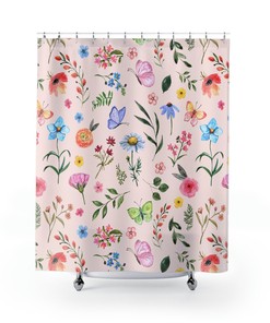 Cactus and Flowers Shower Curtain AI Art Print for Modern Bathroom Decor and Abstract Art