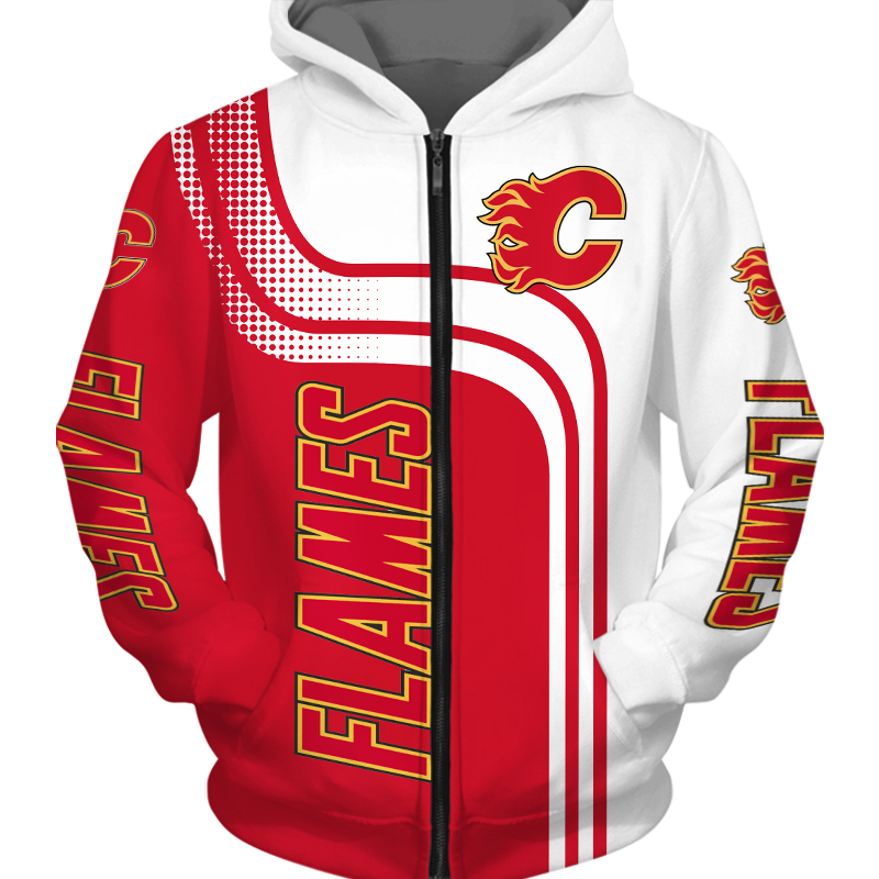 Calgary Flames Hoodie With Zip Hoodie Pullover, Perfect Gifts For Fans