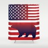 California Bear Flag Shower Curtain | USA Military Independence Day Curtain with Bear Art