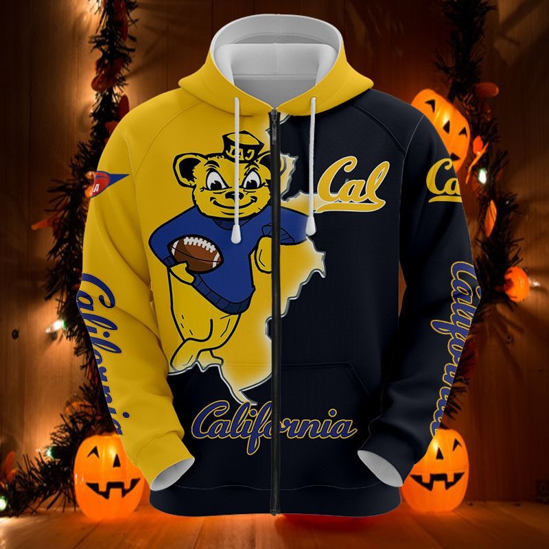 California Golden Bears Hoodie With 3D Zip Hoodie And Mascot Long Sleeve Design, A Must-Have For Fans