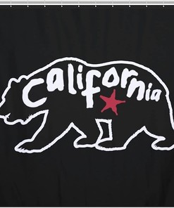 California Star Bear Shower Curtain, Rustic Bathroom Decor