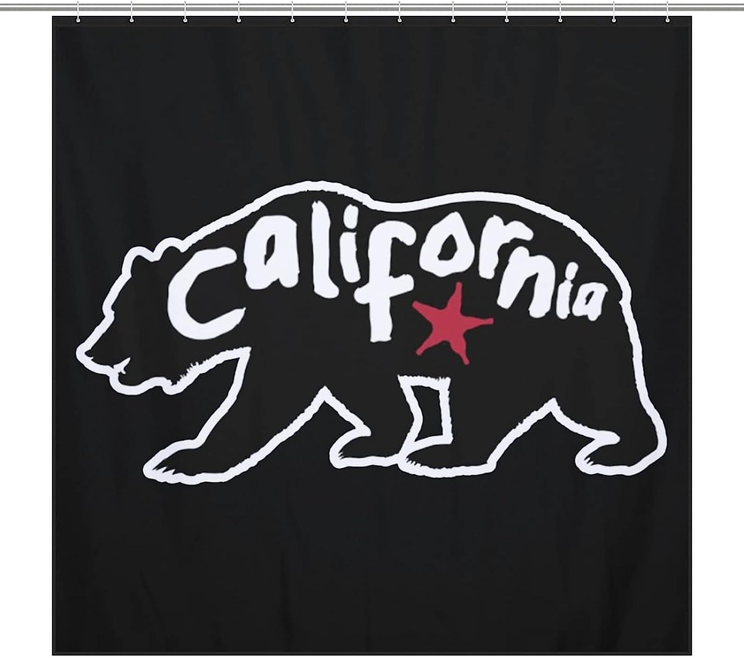 California Star Bear Shower Curtain, Rustic Bathroom Decor