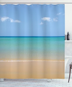Calm Beach Hot Sun Landscape Shower Curtain for Relaxing Bathroom Decor