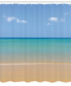 Calm Beach Hot Sun Landscape Shower Curtain for Relaxing Bathroom Decor