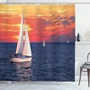 Calm Pastel Sun Sailing Scenery Pattern Shower Curtain for a Relaxing and Peaceful Bathroom