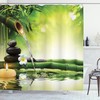 Calming Stones Bamboo Print Spa Shower Curtain, Water-resistant Bathroom Decor with Relaxing Quotes