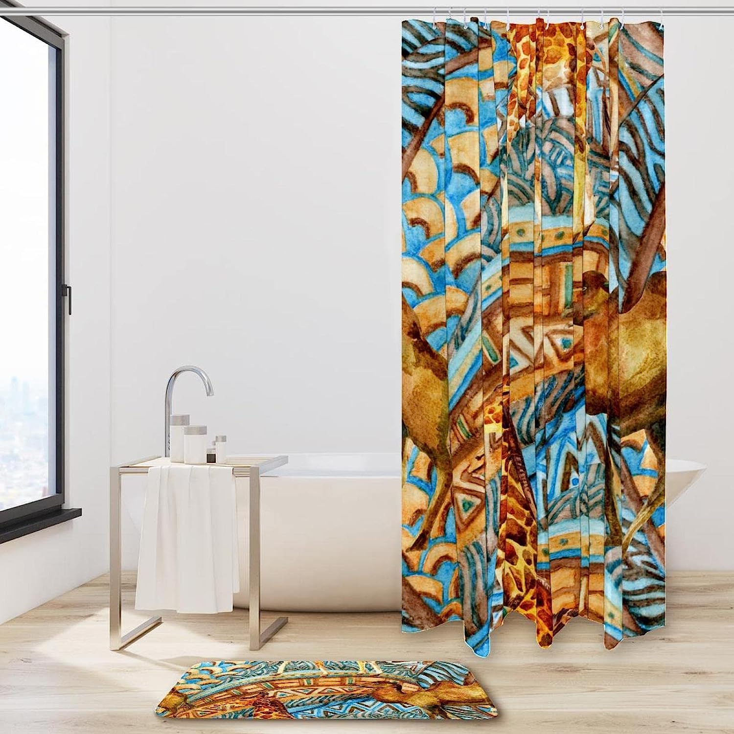 Camels And Giraffes Shower Curtain, Safari Bathroom Decor - Image 2