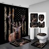 Camo Camouflage Black American Flag Moose Print Shower Curtain - SKAILIƒ€° Decor