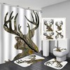 Camo Deer Antlers Camouflage Forest Print Shower Curtain - Rustic Farmhouse Hunting Bathroom Decor
