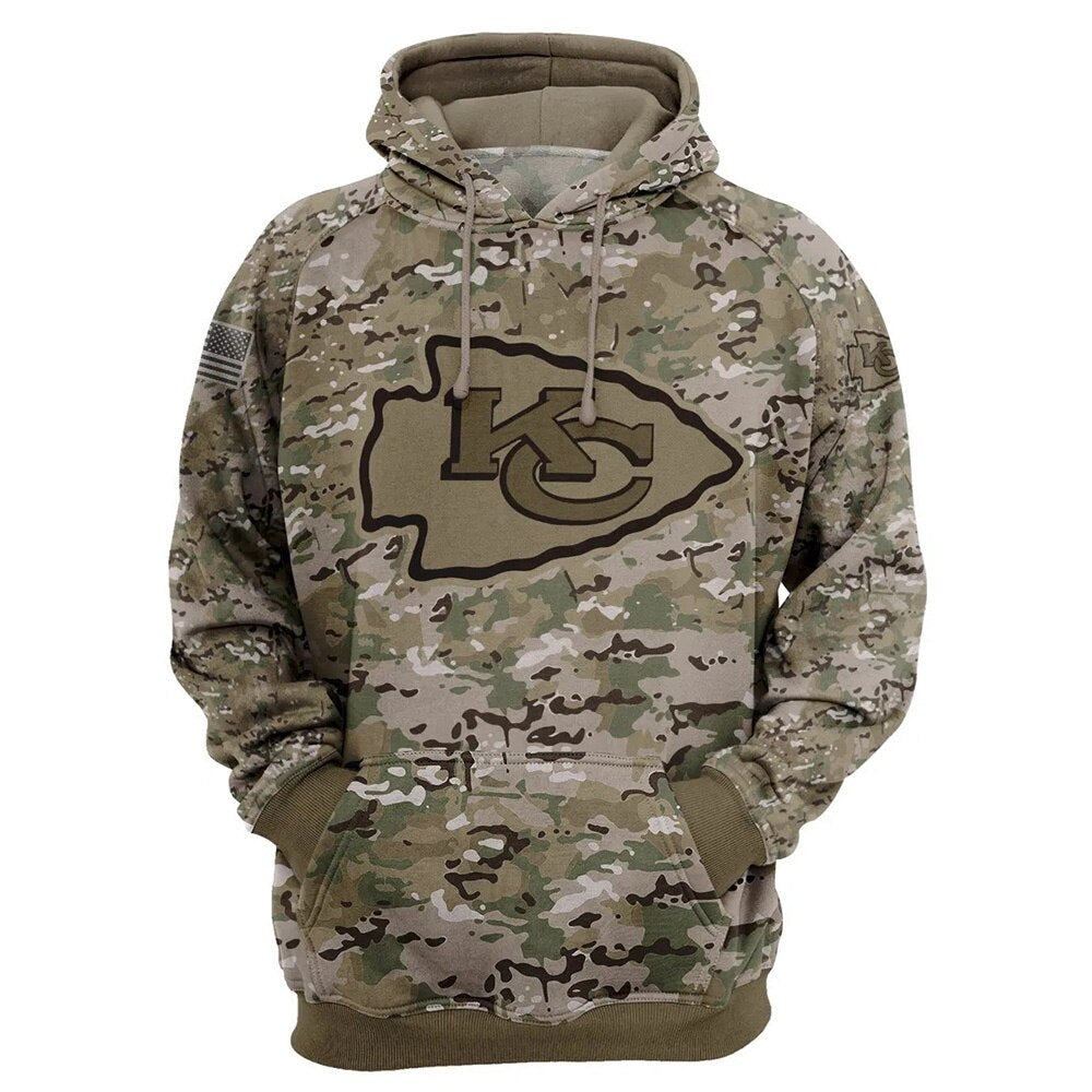 Camo Printed 3D All Over Print Kansas City Chiefs Pullover Zip Up Hoodie Gift For Fans