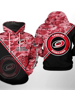 Camo Team Hoodie - Carolina Hurricanes Nhl 3D All Over Print Zip-Up Option 