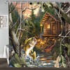 Camouflage Hunting Shower Curtain, Lodge Forest Cabin Bathroom Decor 