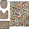 Camouflage Style Abstract Leopard Spot Shower Curtain With Matching Mat For Edgy Bathroom Decor
