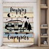 Camper Happy Shower Curtain, Farmhouse Camping Rv Bathroom Accessories For Travel Trailers