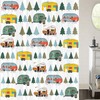 Camper RV Trailer Shower Curtain, Happy Camp Outdoor Bathroom Decor 