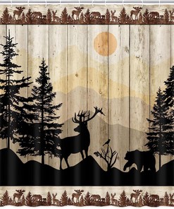 Camper RV Travel Trailer Happy Camper Shower Curtain, Fabric Bath Curtain for Small Stall Shower