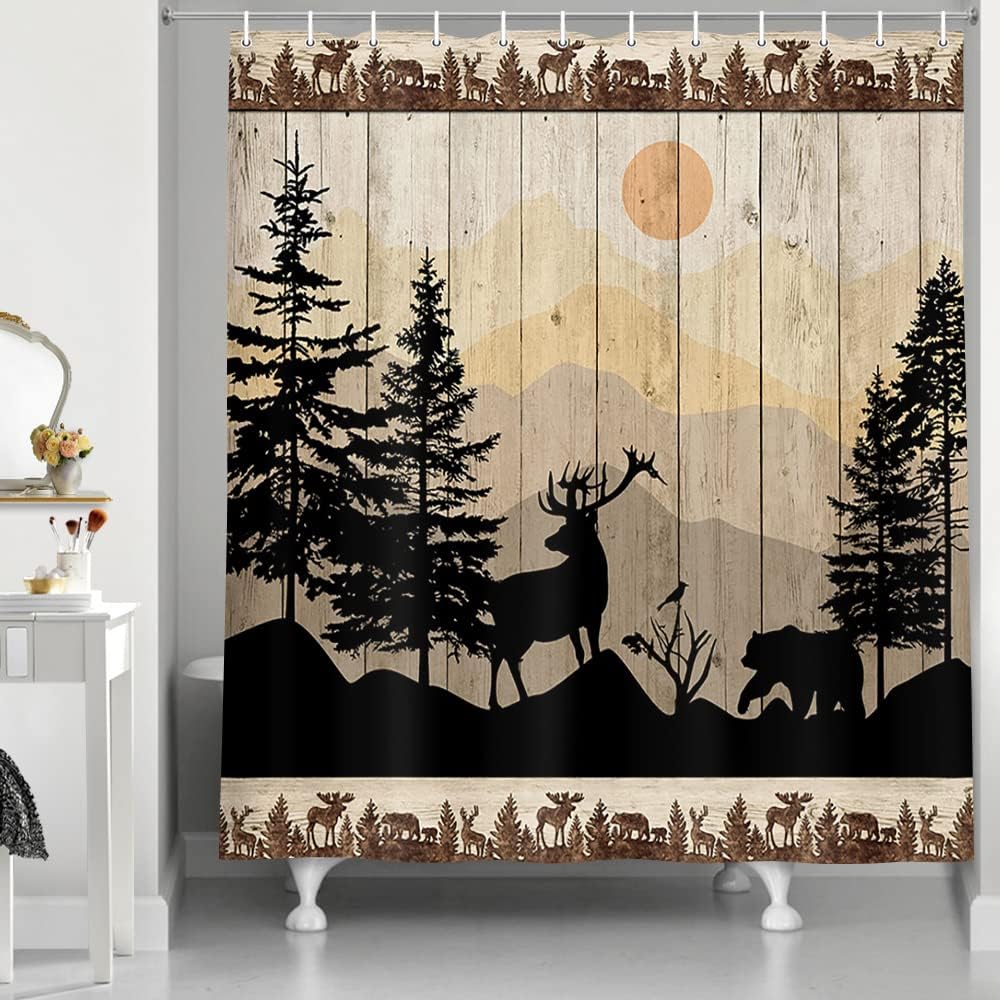 Camper RV Travel Trailer Happy Camper Shower Curtain, Fabric Bath Curtain for Small Stall Shower