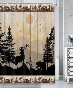 Camper RV Travel Trailer Happy Camper Shower Curtain, Fabric Bath Curtain for Small Stall Shower