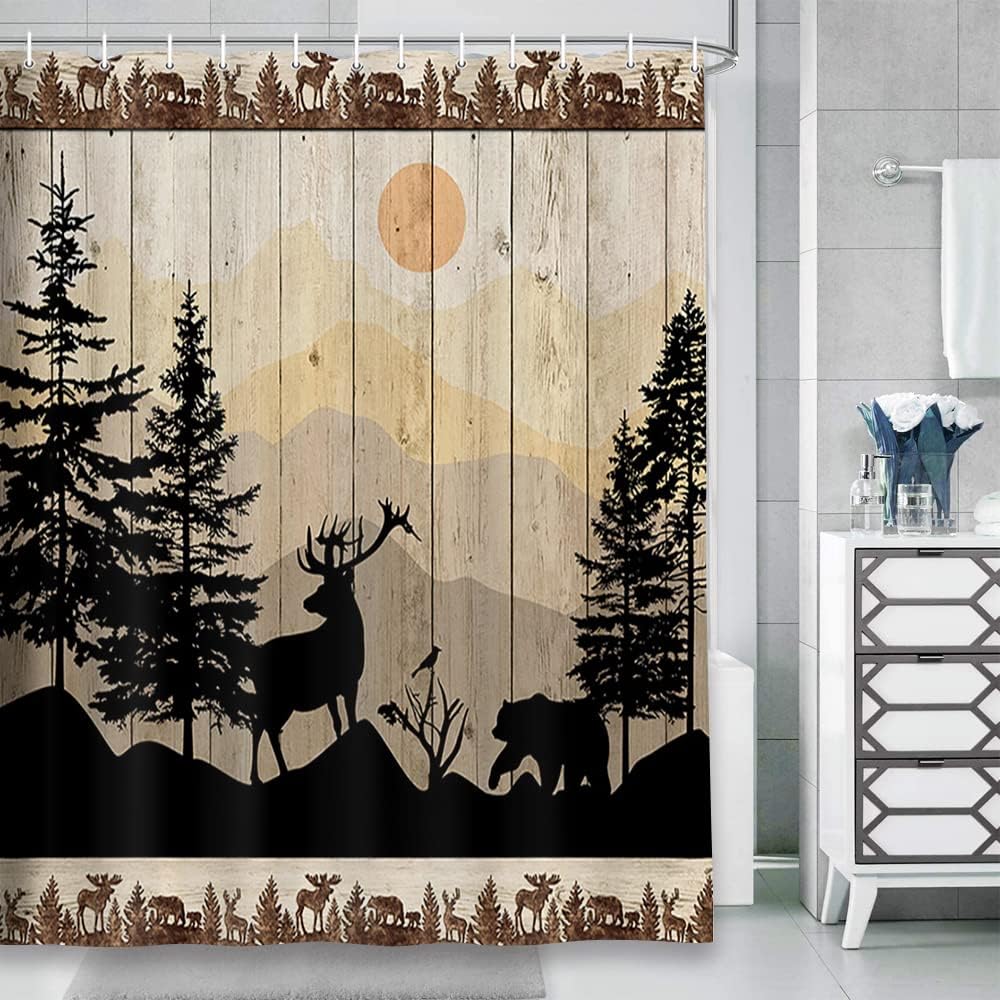Camper RV Travel Trailer Happy Camper Shower Curtain, Fabric Bath Curtain for Small Stall Shower