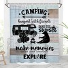 Camper Rv Camping Travel Trailer Themed Happy Campfire Bonfire Fabric Shower Curtain