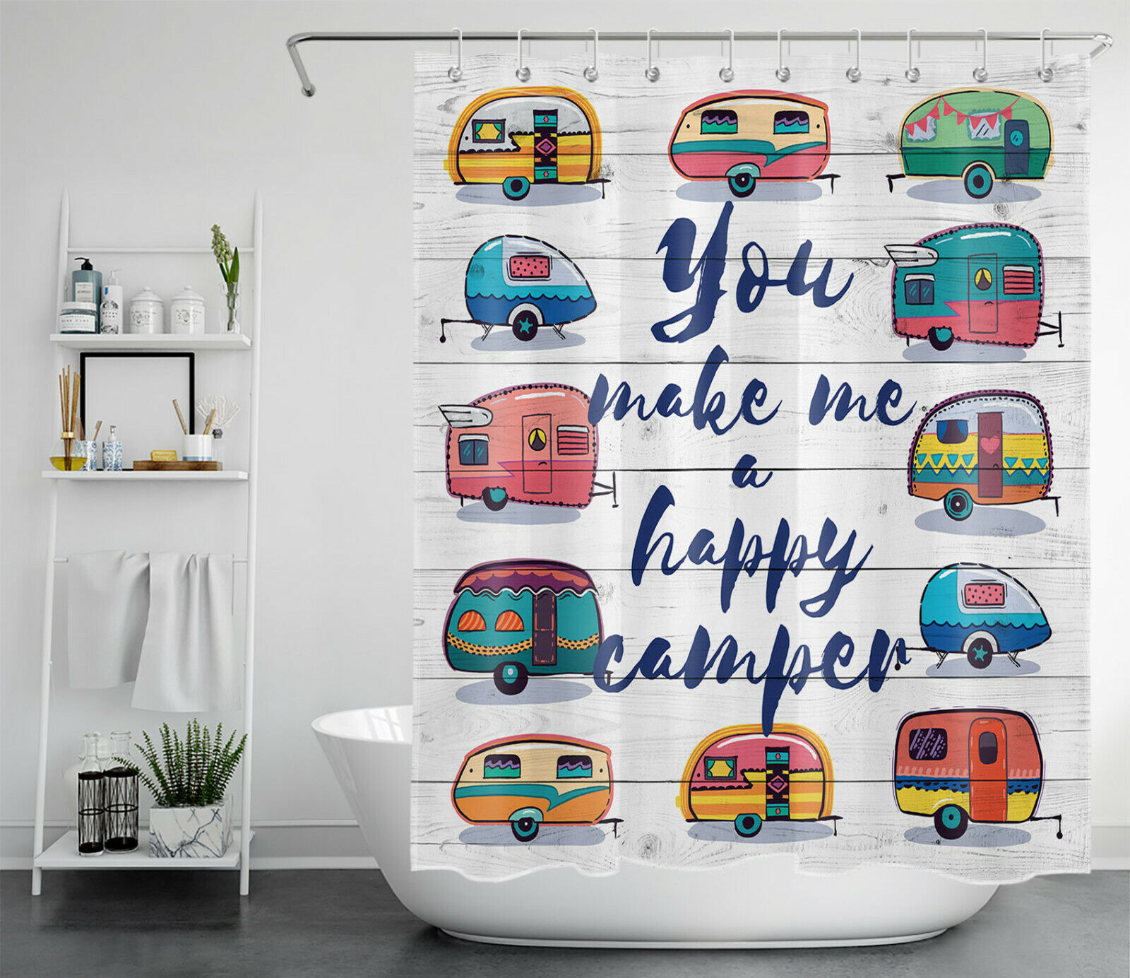 Camper Trailer Water-Repellent Shower Curtain