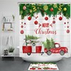 Camper and Christmas Decorations Red Truck Shower Curtain for Bath Accessory
